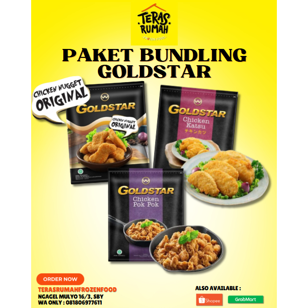 

PAKET BUNDLING GOLDSTAR - CHICKEN NUGGET ORI, CHICKEN KATSU & CHICKEN POK2 500GR