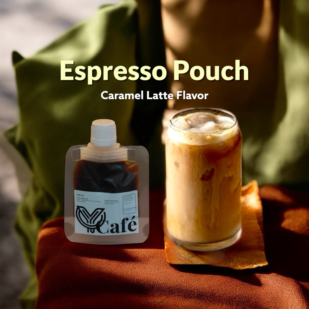 

Special Caramel Latte Espresso Pouch | Kopi Instan 50ml | Praktis Tinggal Tuang By Y Cafe