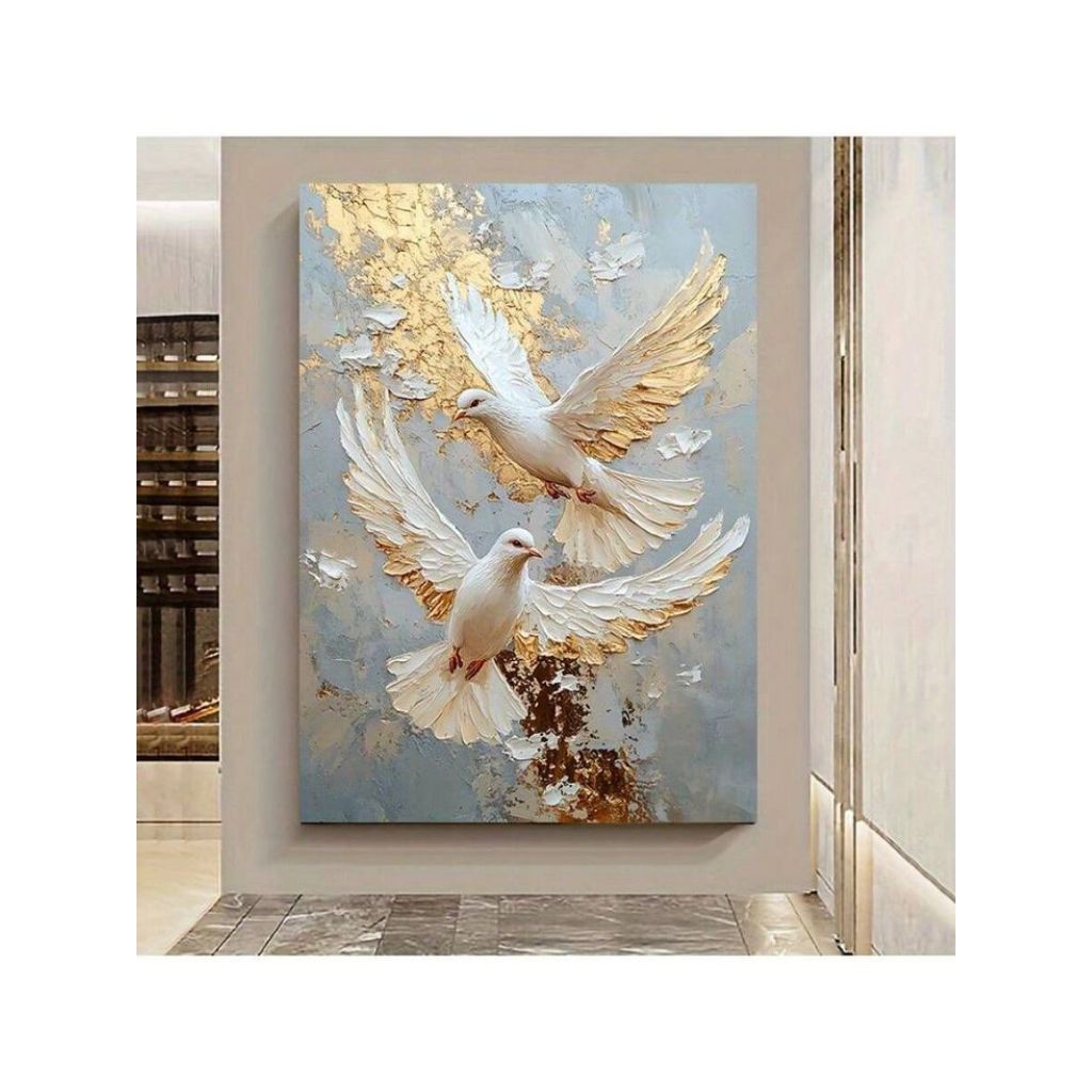 Lukisan Dinding Mewah 2ekor Burung Merpati