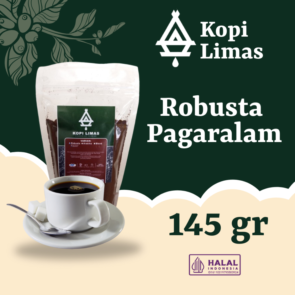 

Kopi Bubuk Robusta Pagaralam Asli 145gr - 100% Murni Tanpa Campuran - Kopi Limas
