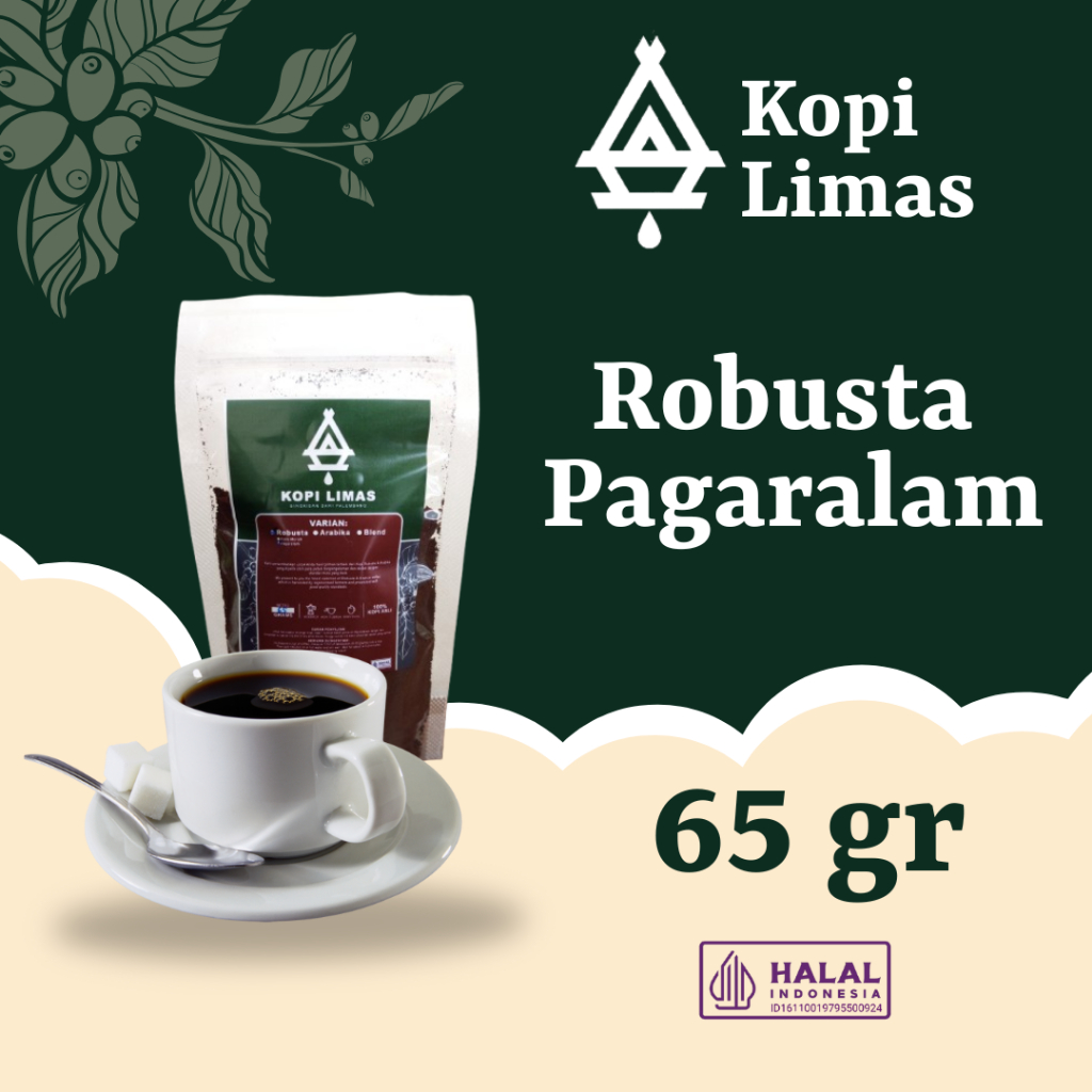 

Kopi Bubuk Robusta Pagaralam Asli 65gr - 100% Murni Tanpa Campuran - Kopi Limas