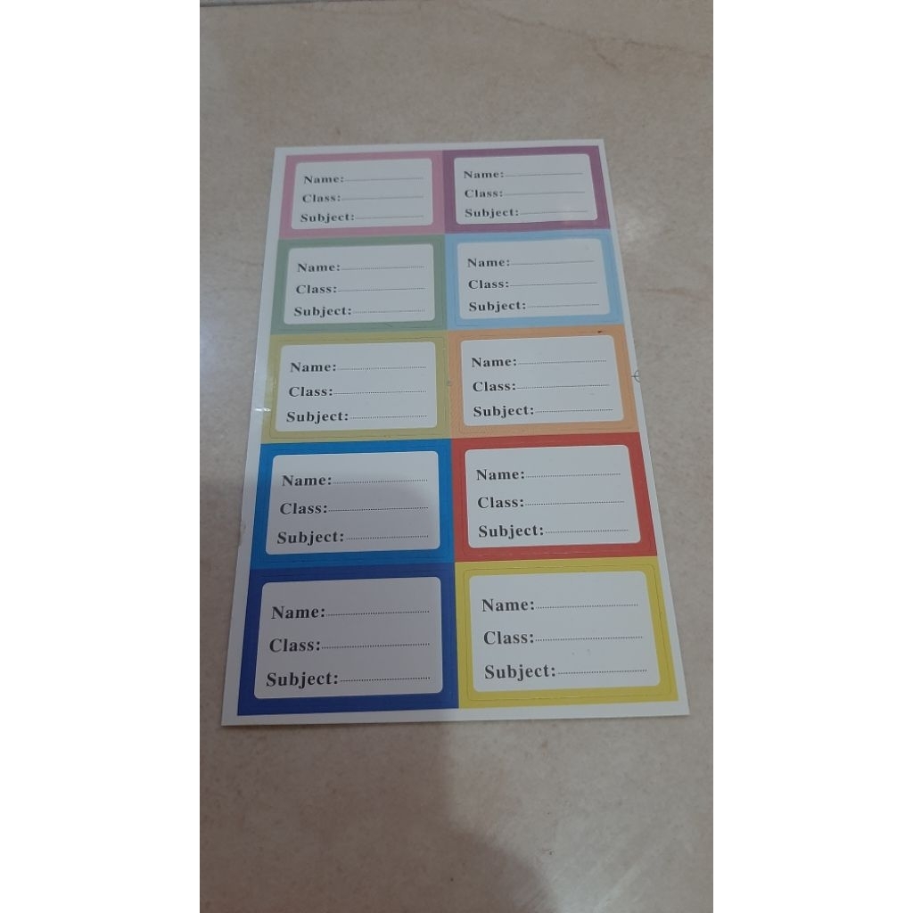 

Label Nama Pelajaran Sekolah