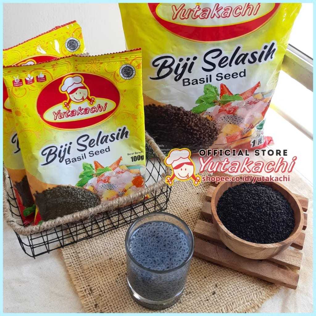 Biji Selasih 100 Gram Yutakachi - Biji Selasih Untuk Minuman Es Pudding Campuran