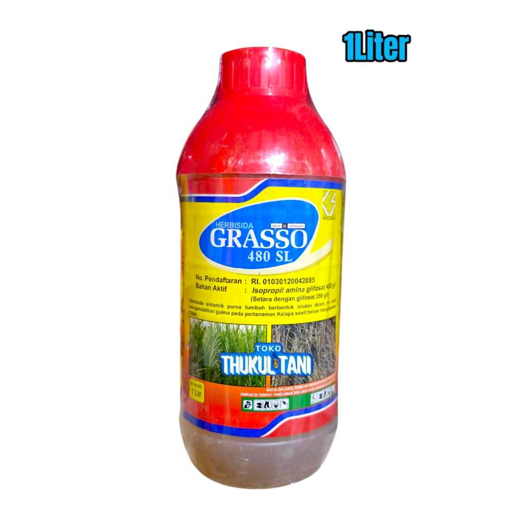 Grasso 480SL 1 Liter Herbisida Glifosat Sistemik Obat Pembasmi Rumput Gulma Daun Lebar Tanaman Liar