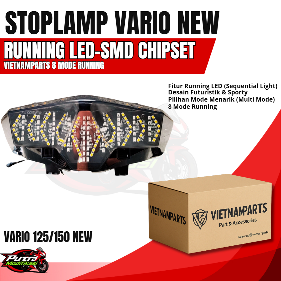 STOPLAMP RUNNING VIETNAMPARTS VARIO 125/150 NEW RUNNING 8 MODE MANUAL