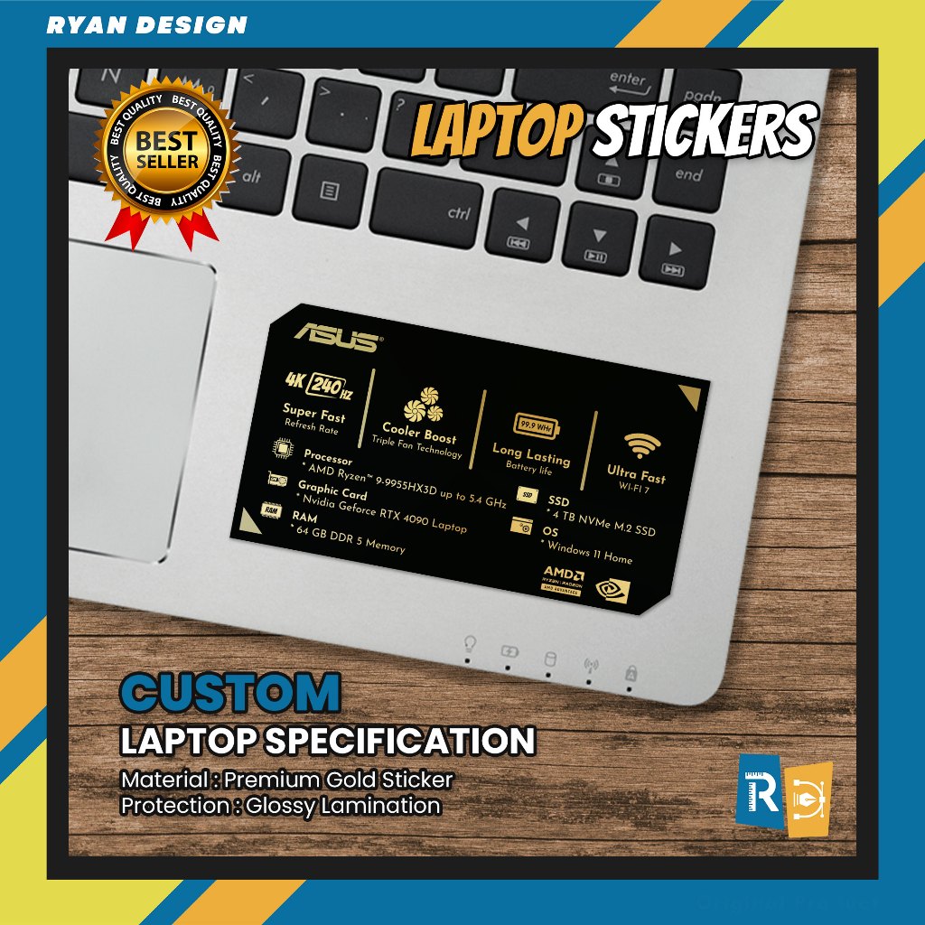 Stiker Logo Laptop Stiker Spesifikasi Fitur Laptop Stiker Nvidia RTX GTX Intel Amd (Model 009)