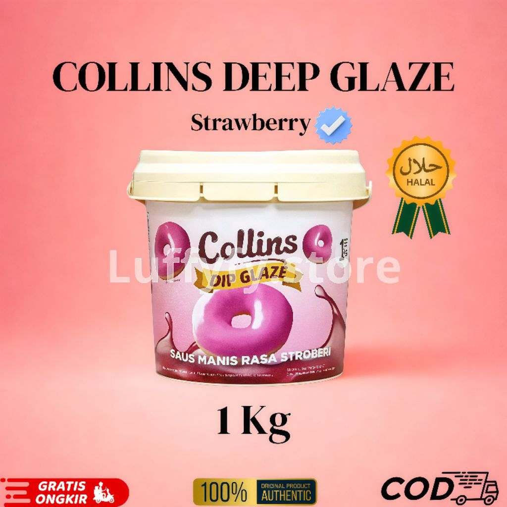 

MURAH Collins 1kg Glaze Viral Rasa Strawberry Topping Donat
