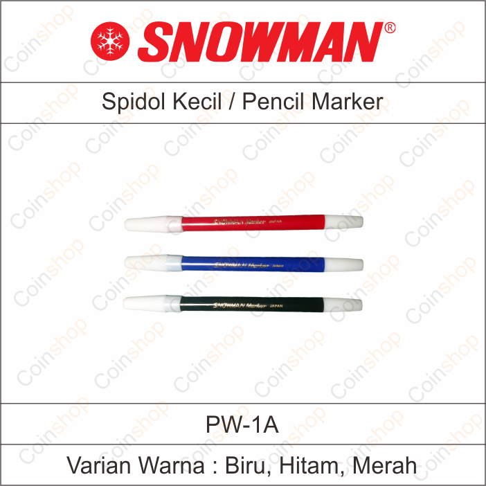 

12 Pcs Snowman PW-1A Spidol Marker Kecil Biru Hitam Merah