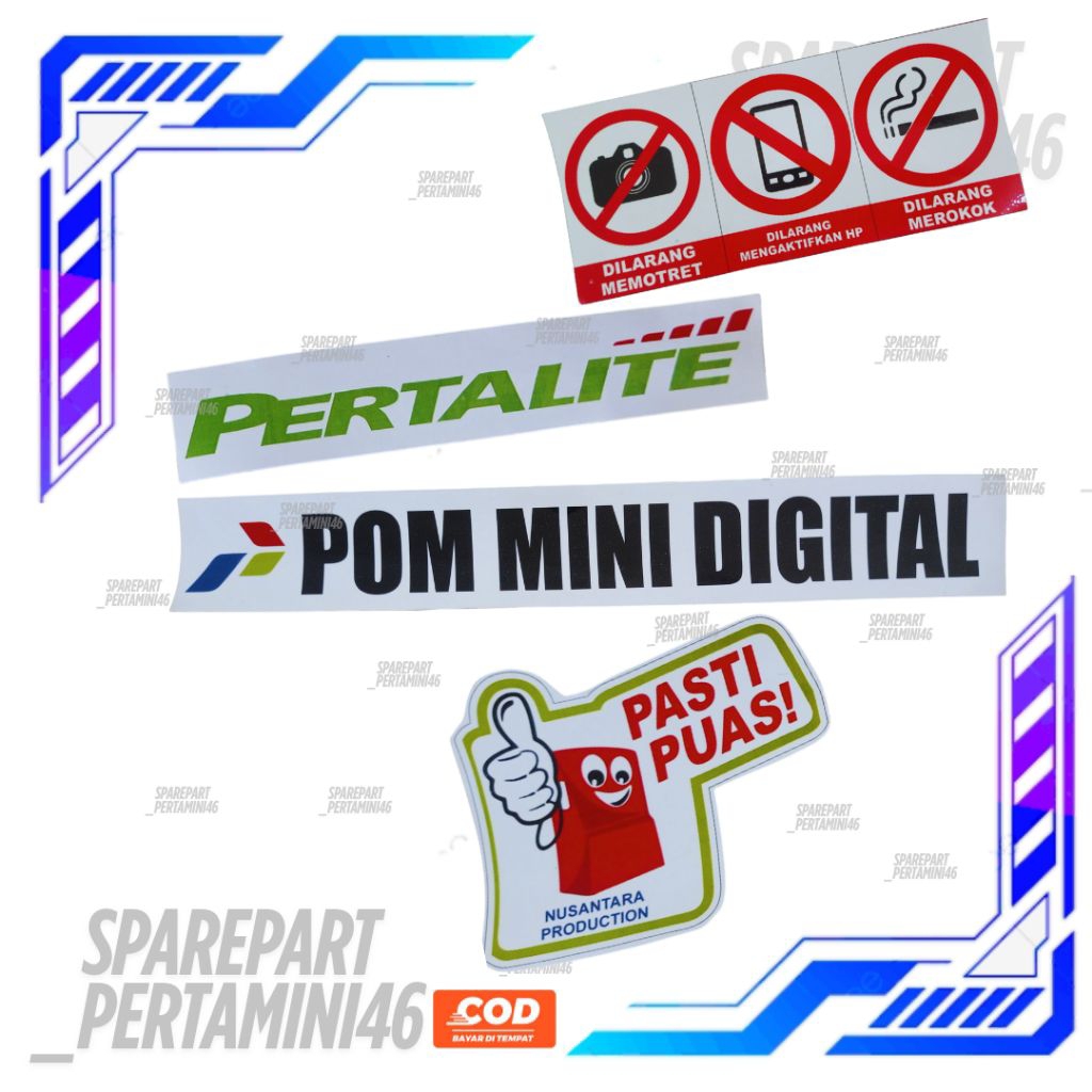 Stiker Set 1 Nozzle Pertalite Pertamini Digital Terbaru