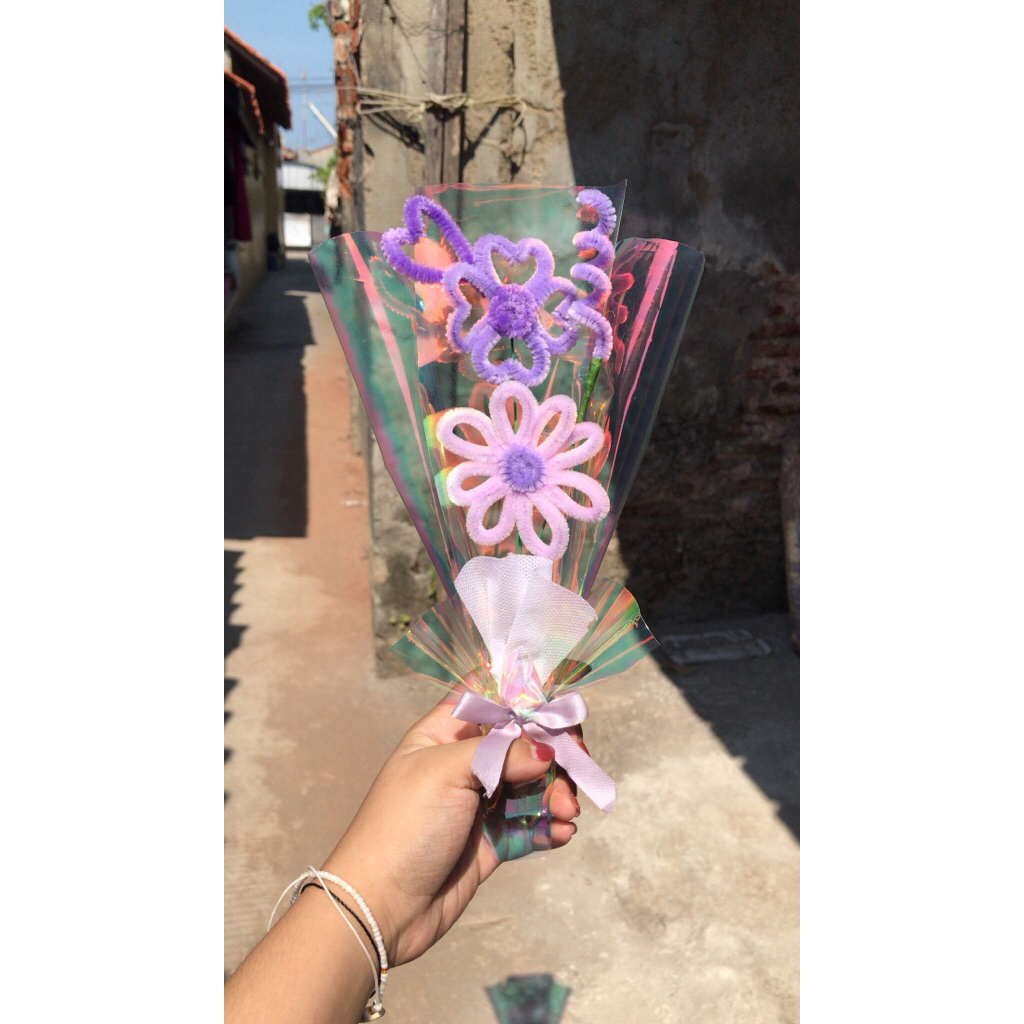 Mini Bucket Bunga Kawat Bulu /KawatBulu/BuluKawat