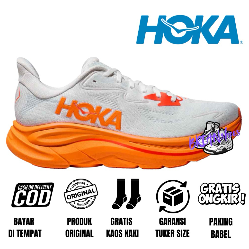Sepatu Running Pria Hoka Original Hoka Clifton 10 Frost Orange Zest Original