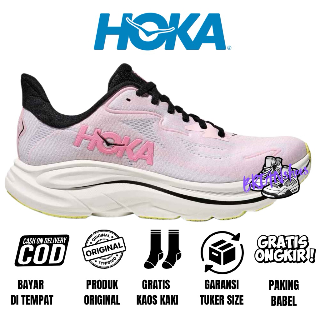 Sepatu Running Wanita Hoka Original Hoka Clifton 10 Carnation Starlight Glow