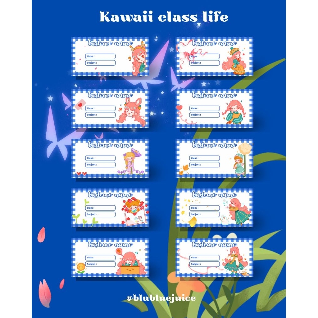

Custom Sticker kawaii class life - Label Nama Buku / Alat Tulis