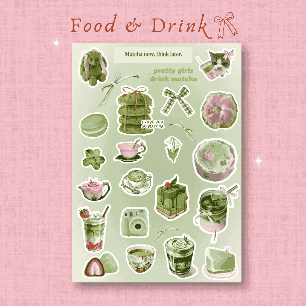 

Food & Drink - Aesthetic Vinyl Sticker Pack with Kiss Cut (A6)