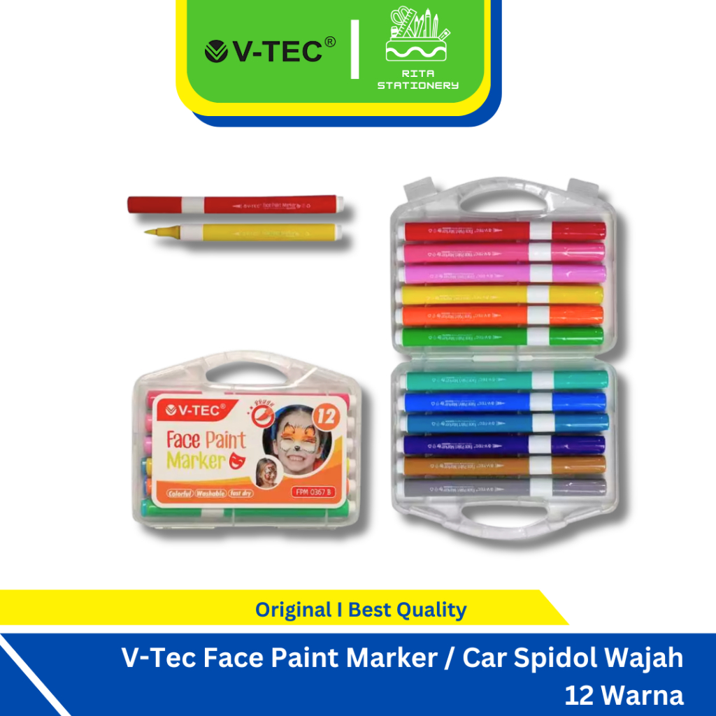 

V-Tec Face Paint Marker Spidol Wajah 12 Warna Cat Makeup FPM0367B