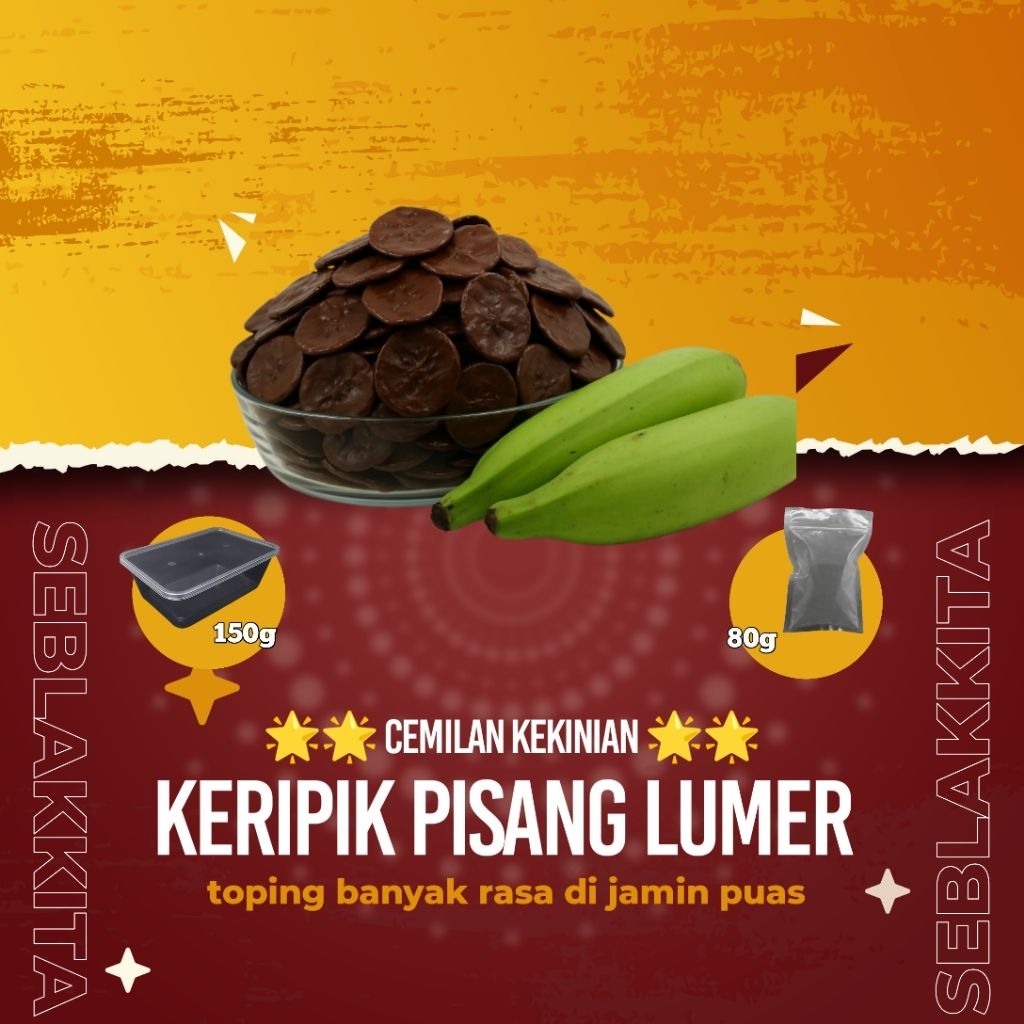 

Keripik Pisang Lumer Toping Full Rasa Muantul 150g & 80g - seblakkita