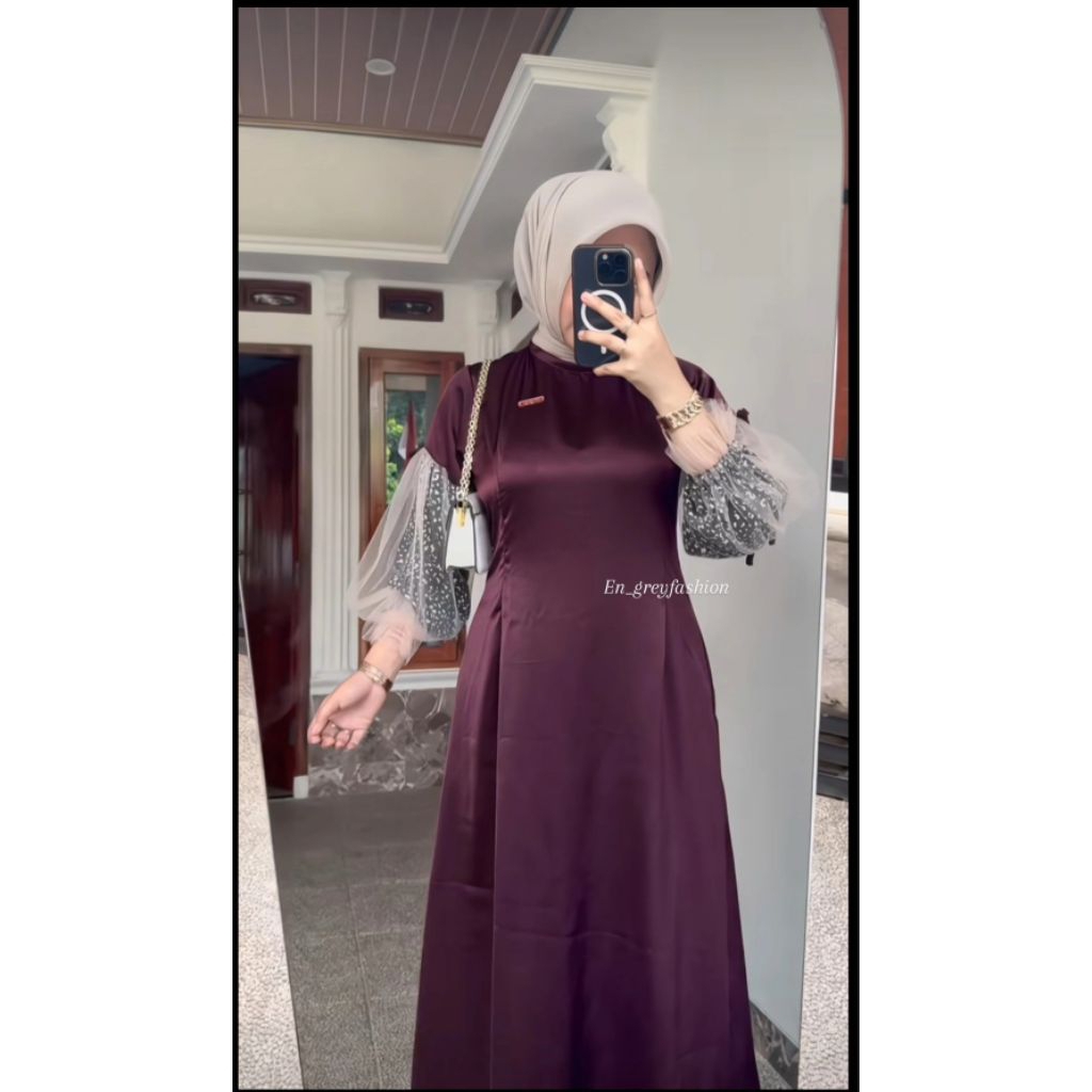NAURA DRESS || GAMIS POLOS KOMBINASI TILE POLOS TERBARU