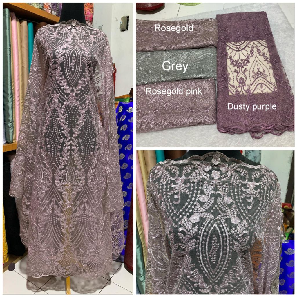 Stock Terbatas ❗Kain Kebaya Bahan Brukat Tile Exlusive Premium Full Motif Tetes Mawar Bakal Kebaya B