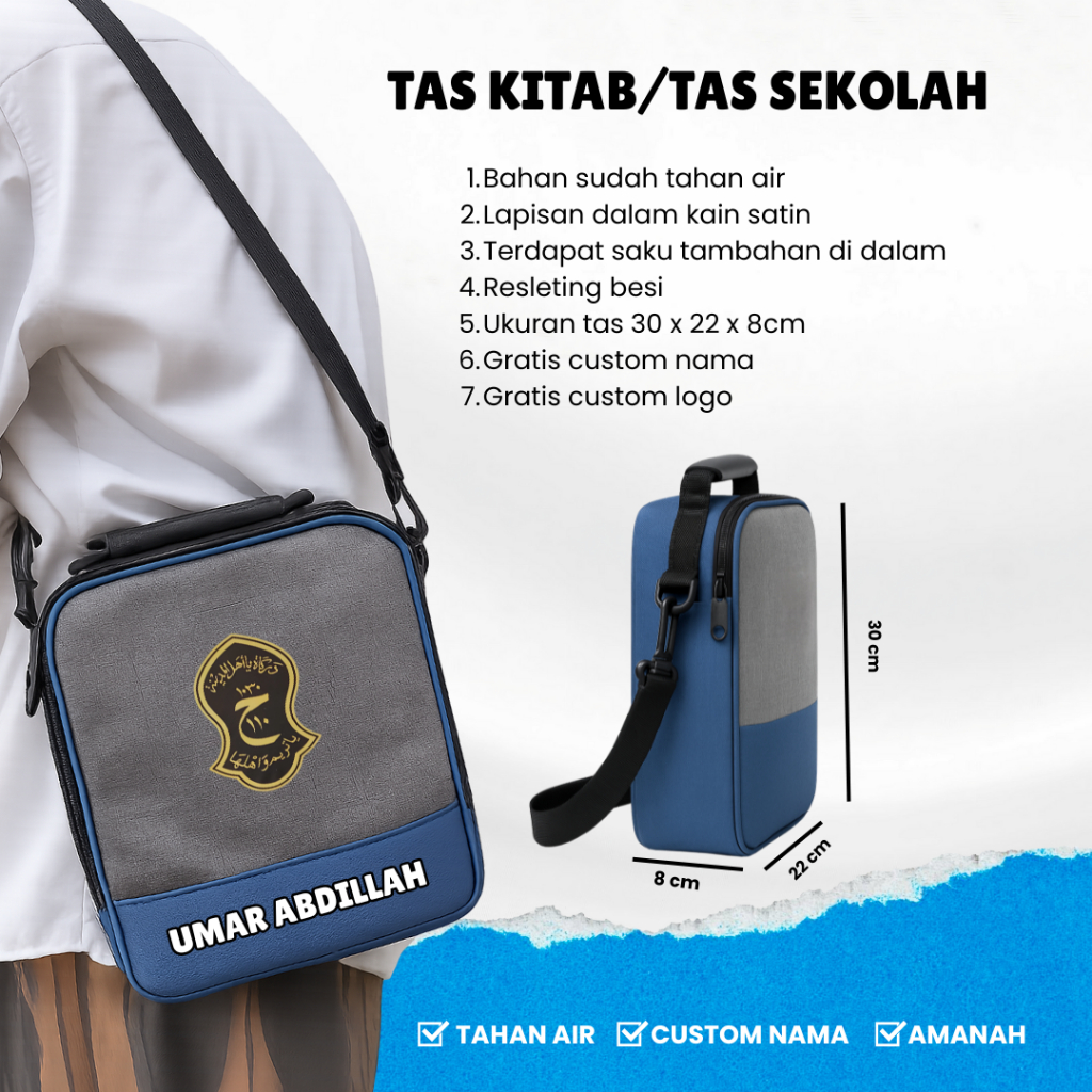 TAS KITAB SANTRI TAS KITAB KUNING TAS SEKOLAH GRATIS CUSTOM LOGO
