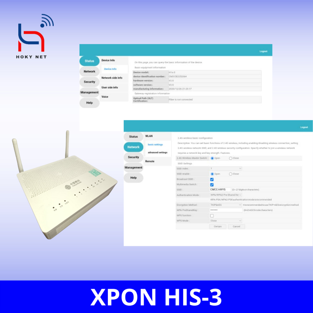 Xpon His-3 Router Modem Onu Xpon Gpon