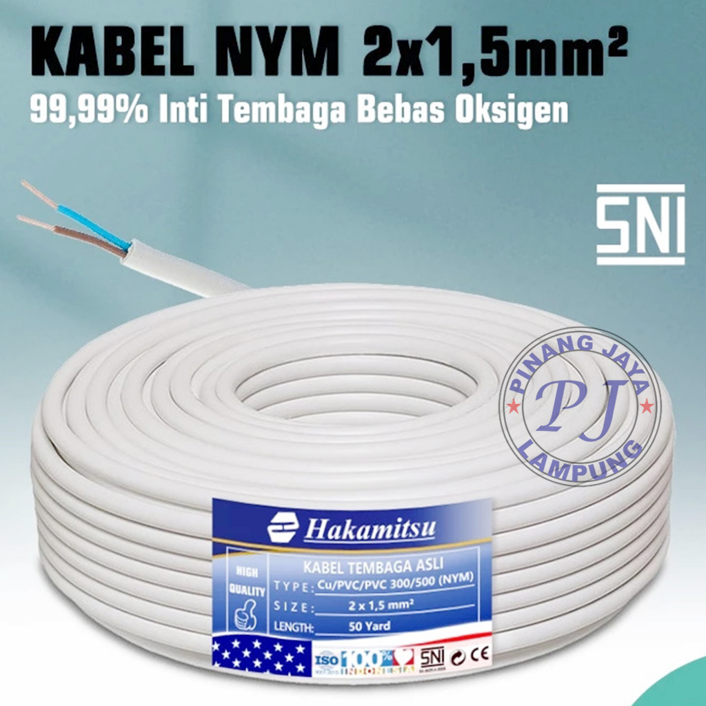 KABEL NYM | KABEL HAKAMITSU 2x1.5 | KABEL LISTRIK TEMBAGA