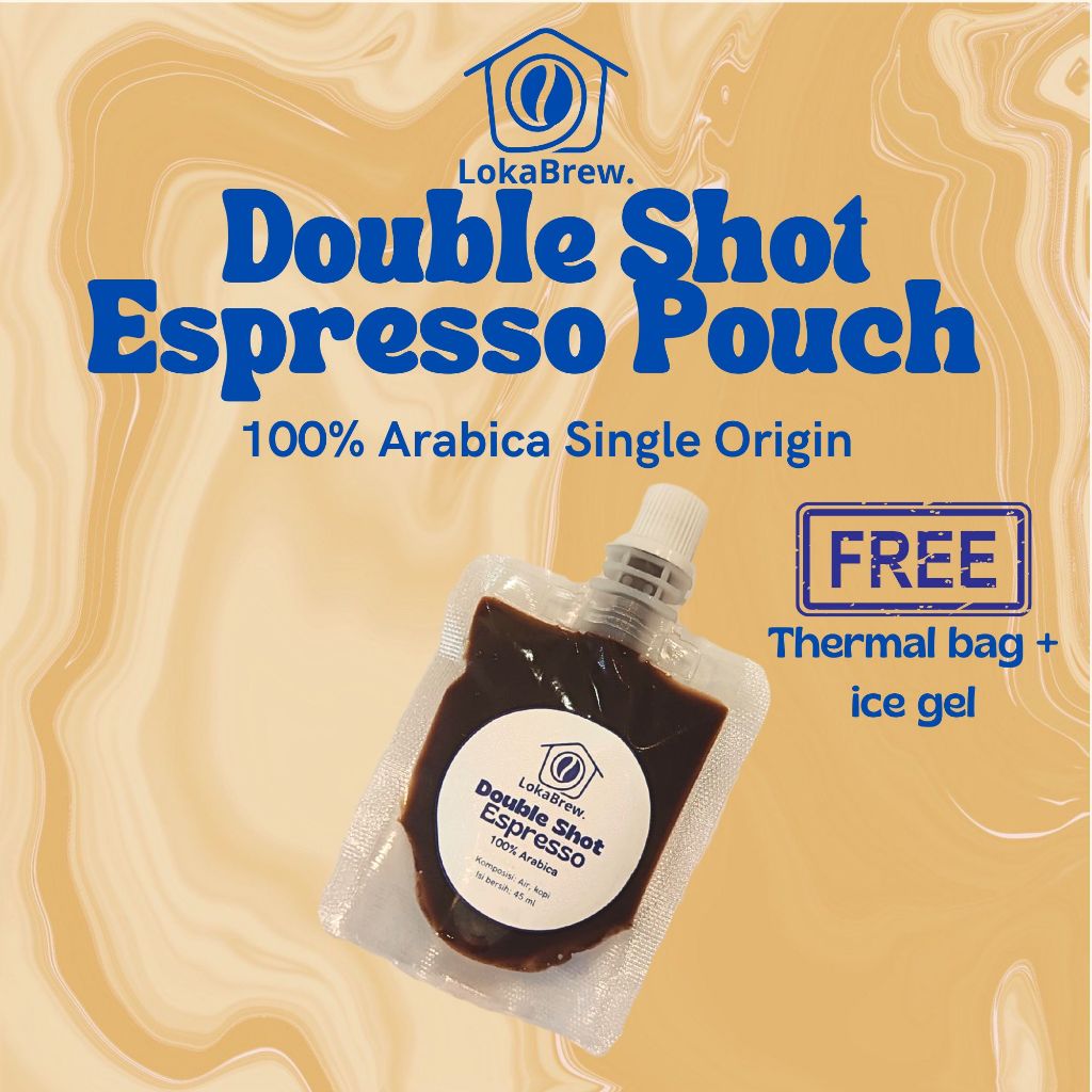 

LOKABREW Double Shot Espresso Pouch 45ml | Kopi Siap Saji 45ml | Double Shot Kopi Arabika Fresh Siap Campur – Untuk Es Kopi Susu, Americano, dll