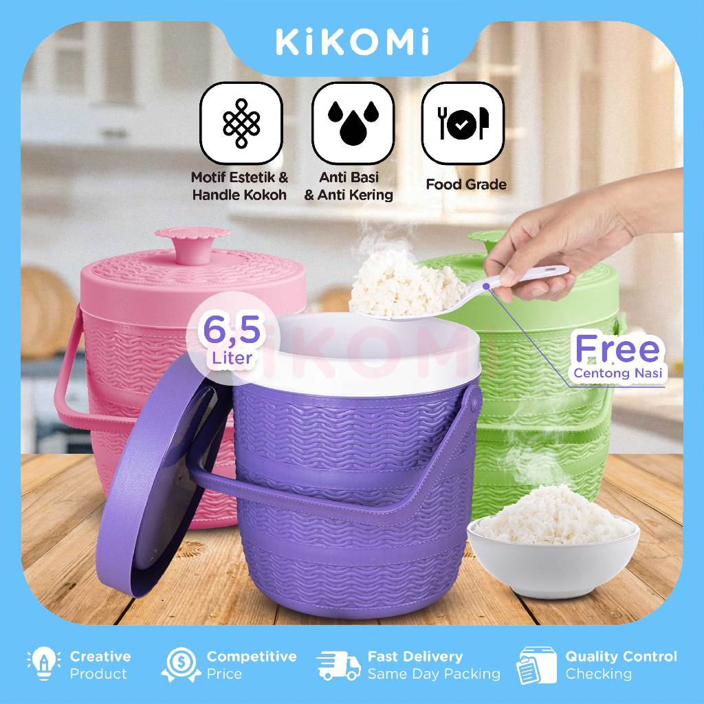 TERMOS NASI & ES TRI J 6.5L Motif Rotan - Mini Rice & Ice Bucket - KK