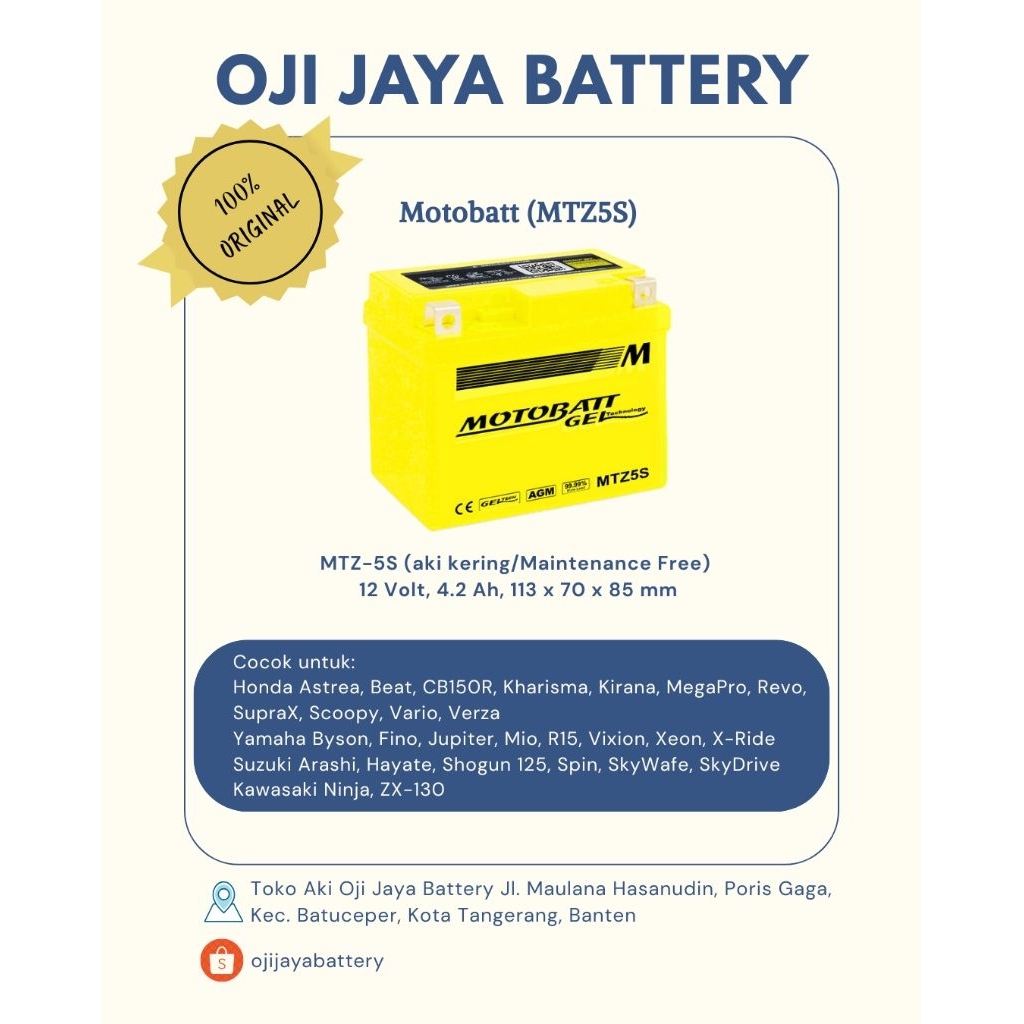 Aki Motor Motobatt MTZ5S Original