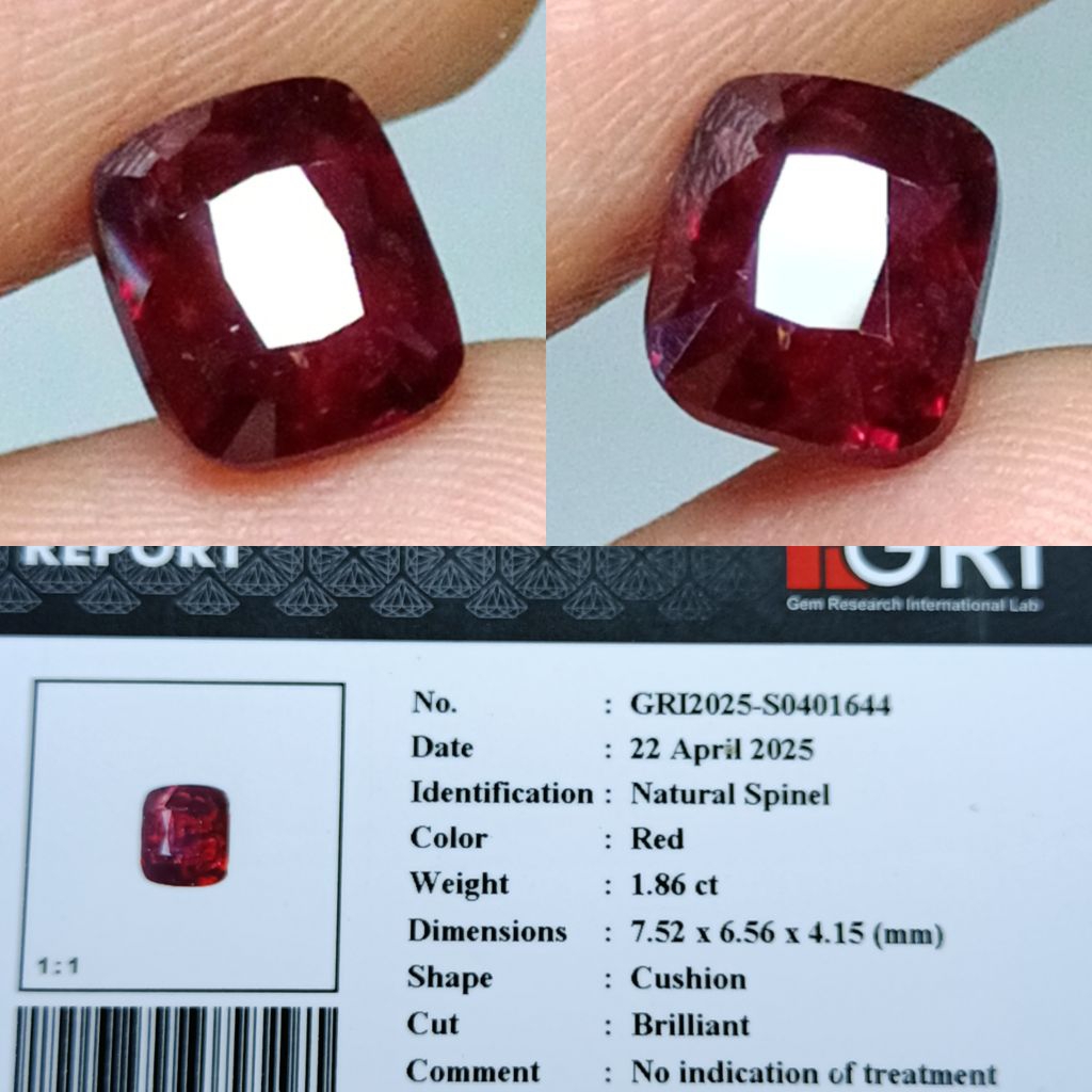 NATURAL RED SPINEL NO TREATED GRI LAB
