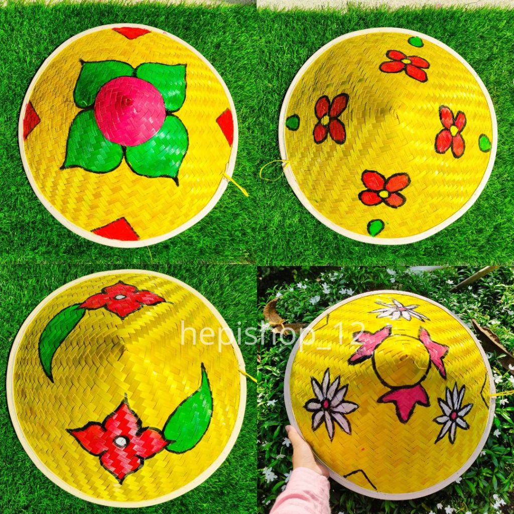 Topi caping lukis motif unik / caping karnaval lukis