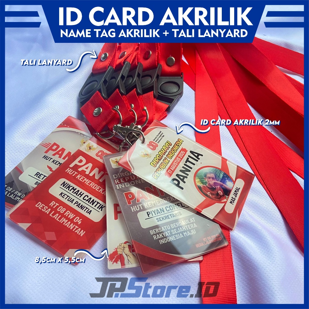 Custom ID Card Akrilik Panitia 17 AGUSTUS Tali Lanyard Nylon - Id Card Panitia