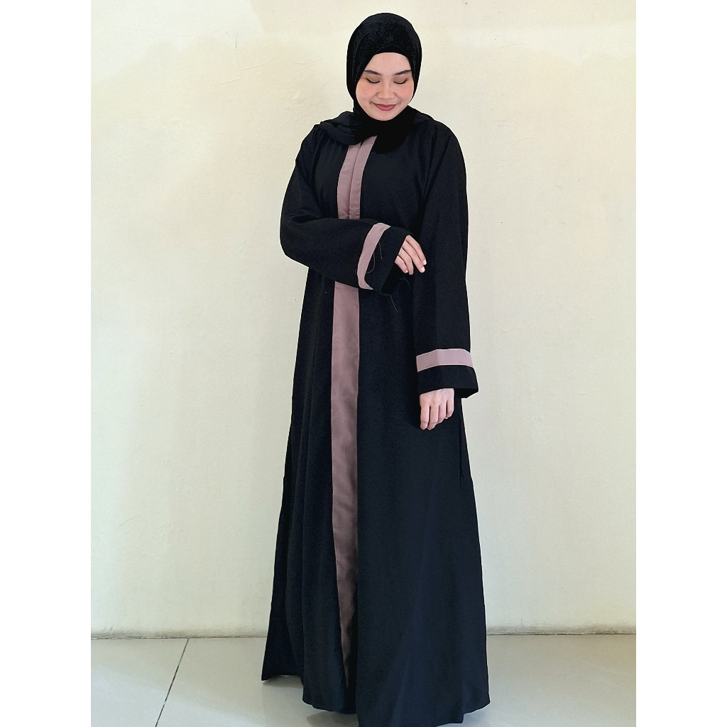 Abaya Hitam Gamis Garis Wanita Dewasa Syari Yumna