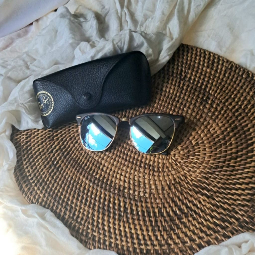 Rayban Clubmaster Silver Flash Lenses  RB 3016F Original Sunglasses