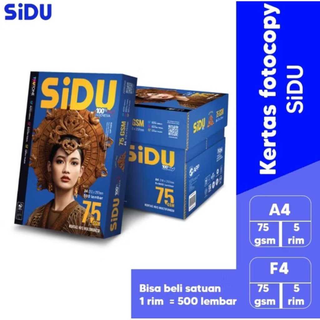 

Kertas Fotocopy SIDU 75 GSM A4 1 rim 500lbr