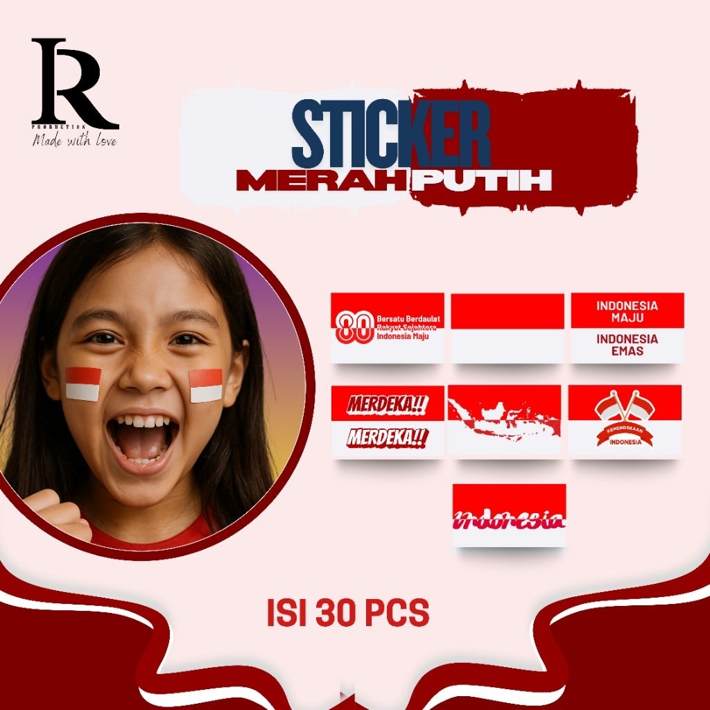 

[ISI 30 PCS] Sticker Pipi Bendera Merah Putih Indonesia HUT RI 80TH