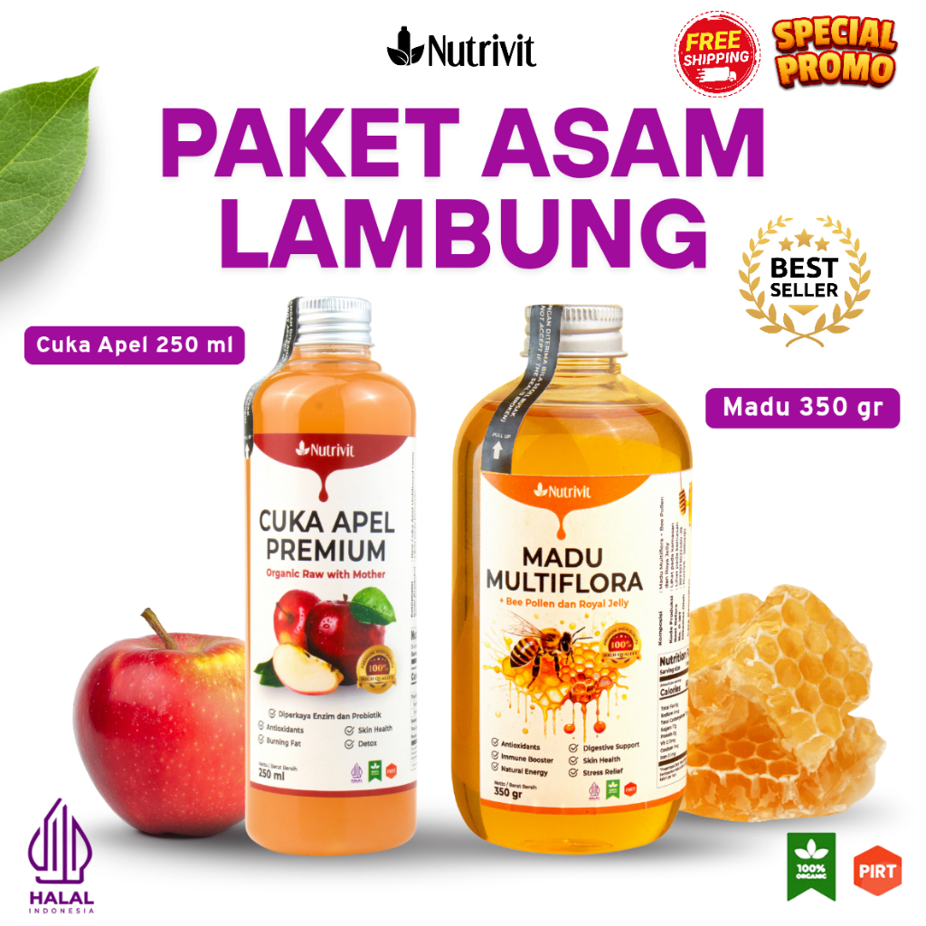 

Paket Asam Lambung - Cuka Apel Original 250ml & Madu Multiflora 350gr