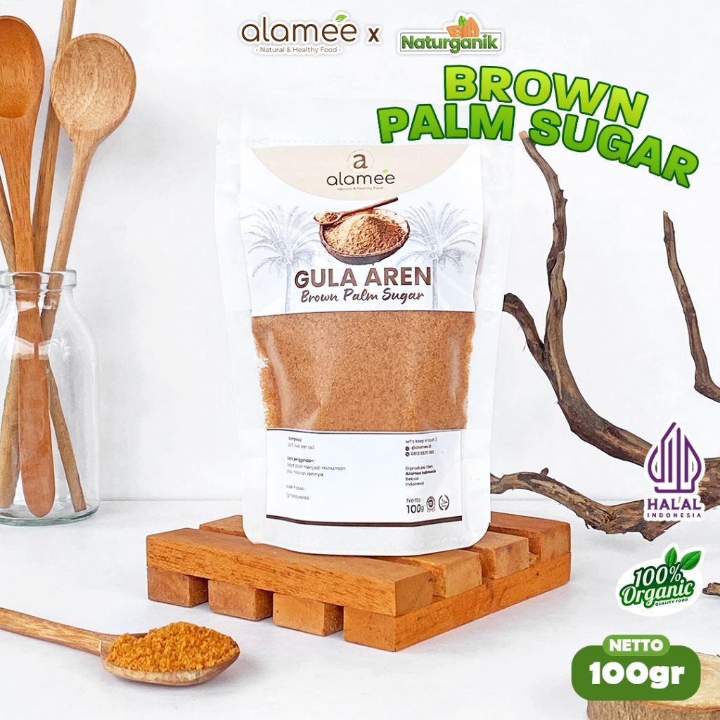 

ALAMEE Gula Aren Bubuk Palm Sugar Organic Asli Organik Premium Semut Powder Natural 100gr Naturganik