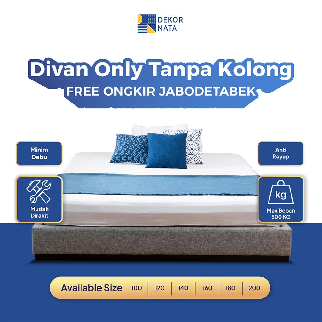 [FREE RAKIT]  Dekornata - Dipan Only Tempat Tidur Laci Dipan Knockdown Tanpa Kolong + Sandaran Kasur