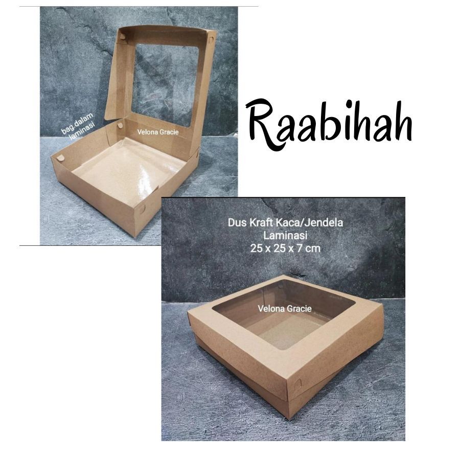 

Dus Kaca Kraft Coklat 25x25x7 Cm Isi 10 Pcs Kotak Kemasan Kue Brownies Laminasi Food Grade Dengan Jendela Mika