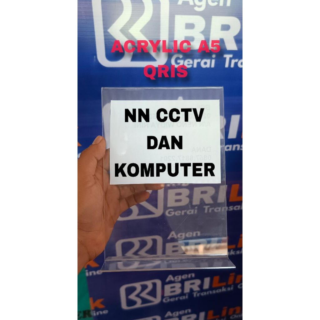 

Tempat Brosur Akrilik A5 2mm / Akrilik Tent Card Tent Holder / Acrylic Qris Barcode - Tipe T