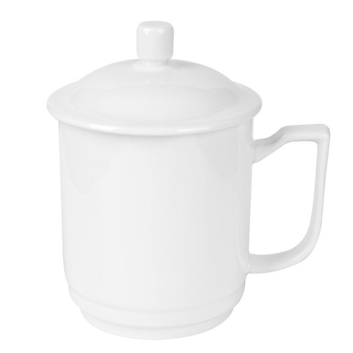 Gelas Mug Tutup Keramik Porselen Polos Home Line