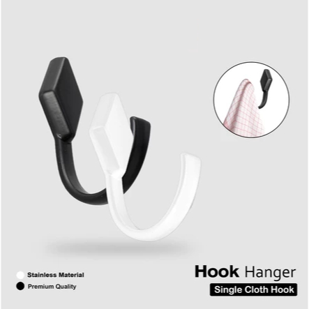 Single Hook Huk Cantolan Gantungan Hanger Baju Celana Tempel Skrup Dinding Stainles Steel