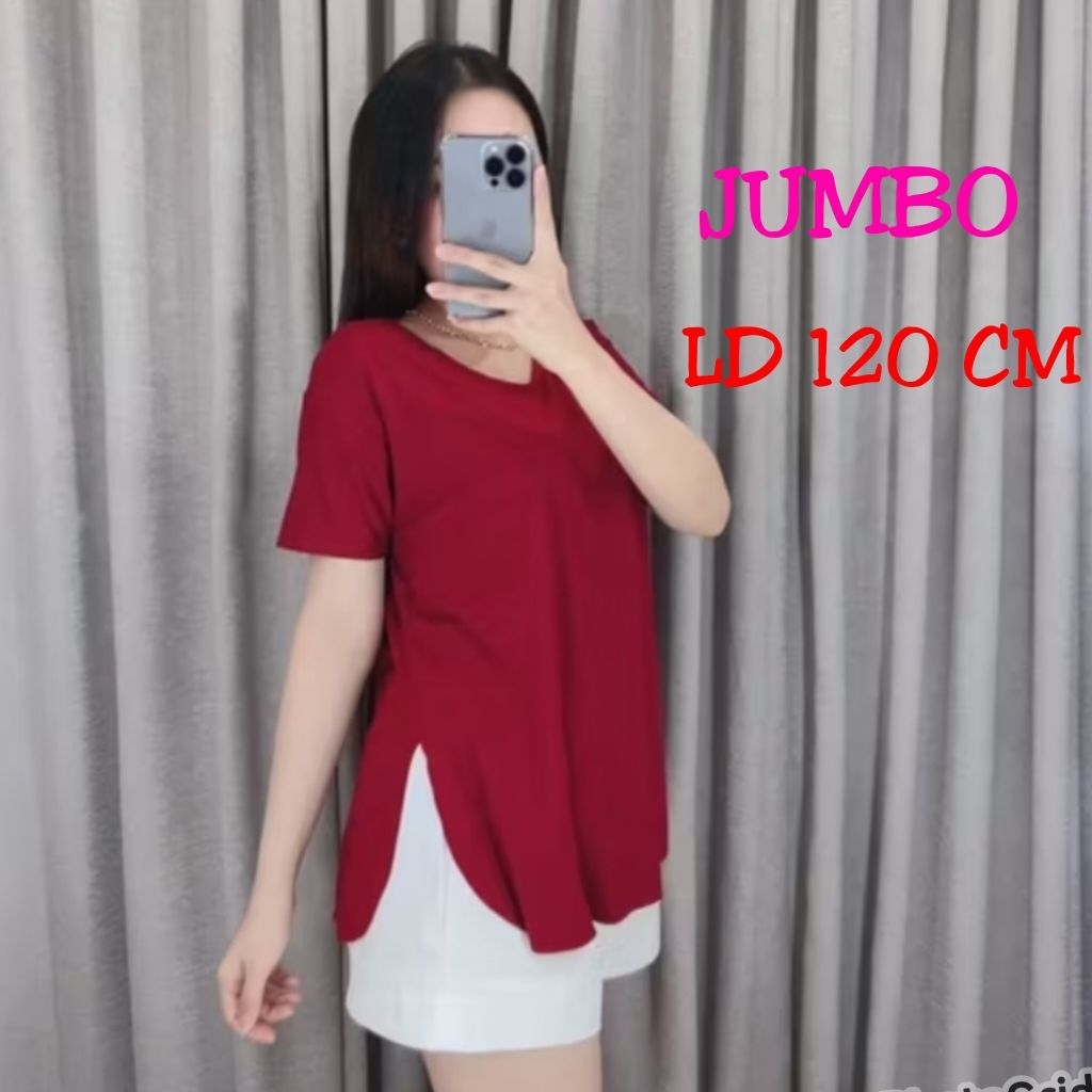 KAOS VNECK JUMBO/KAOS WANITA OVERSIZE JUMBO/ KAOS POLOS VNECK LENGAN PENDEK