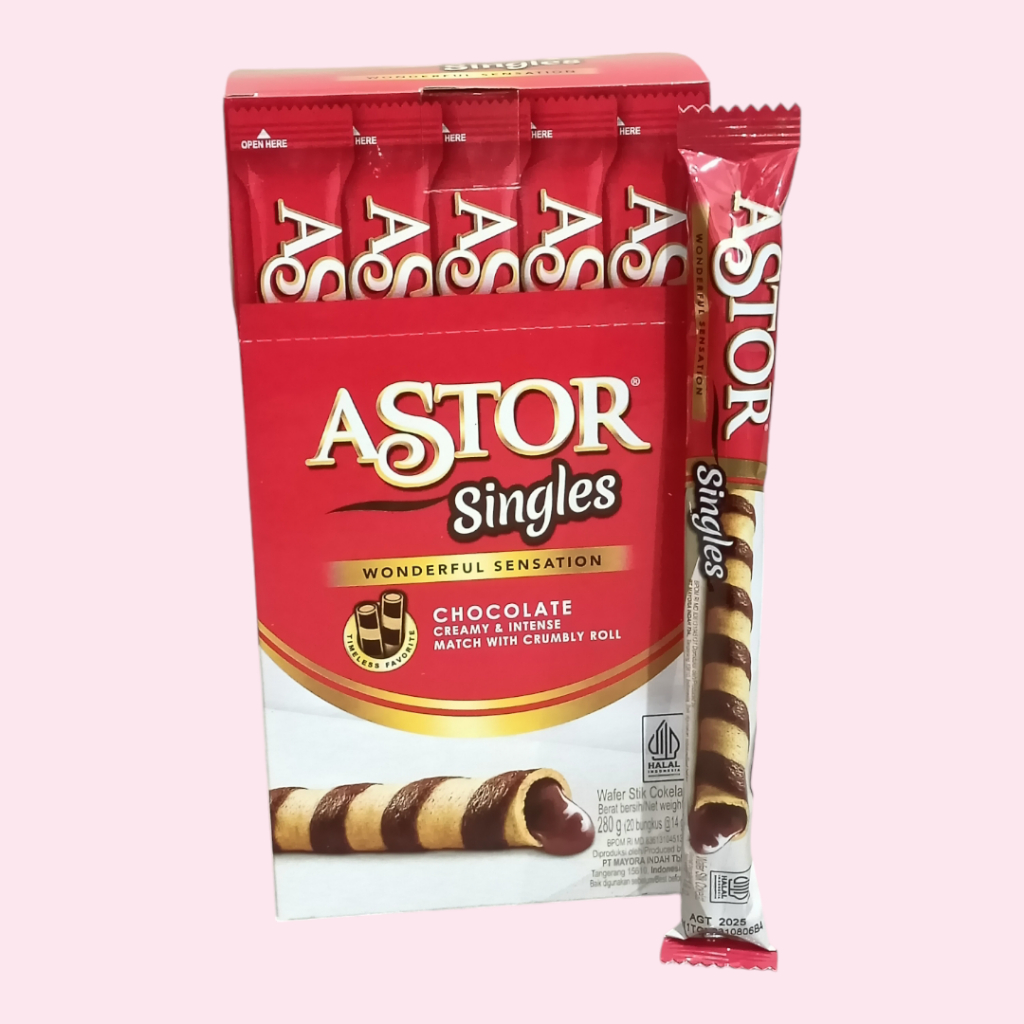 

Astor Stick Single Double Coklat Wafer Roll [20 stick/box]