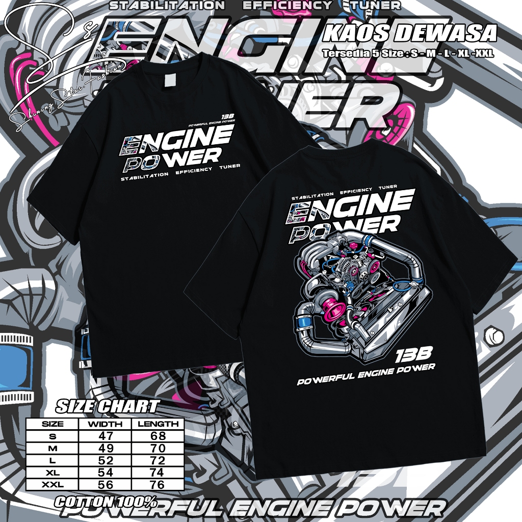 Kaos Mesin 13B Rotary Engine Wankel Engine RX7 JDM legend Kaos mobil Kaos Otomotif Rotary Power