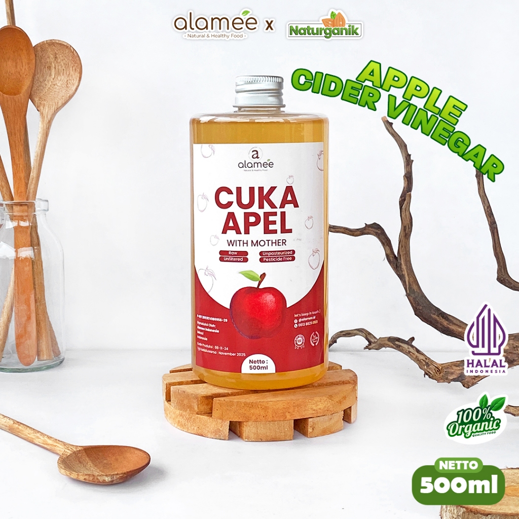 

ALAMEE Cuka Apel Original Organik Apple Cider Vinegar With Mother Sari Buah 500ml Naturganik