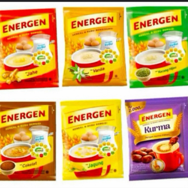 

Energen Isi 10 sachet /coklat/vanilla/kacang hijau/jahe