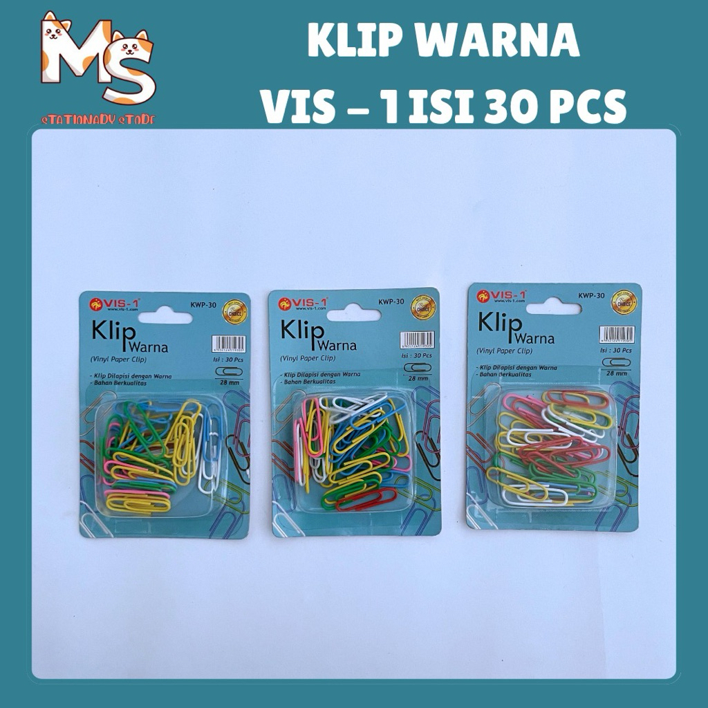 

VINYL PAPER CLIP /KLIP WARNA VIS-1 KWP-30 28 mm Isi 30 Pcs
