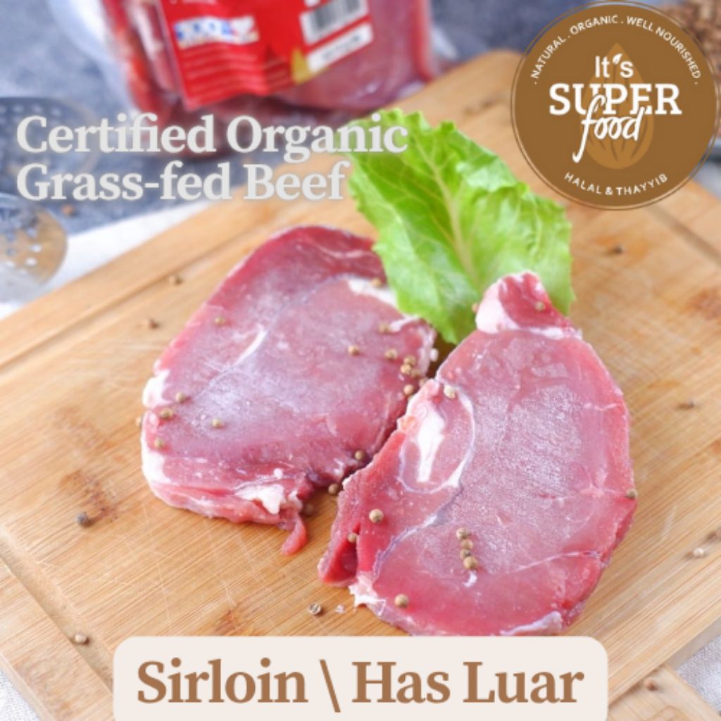 

Sirloin / Has Luar Organic Grasssfed Wahyu Beef | Local Premium Beef | Daging Sapi Lokal | Sapi Sehat | Daging Sapi Has Dalam | Daging Has Luar | Daging Steak | Organik | Premium Quality | It's Superfood | Superfood Store