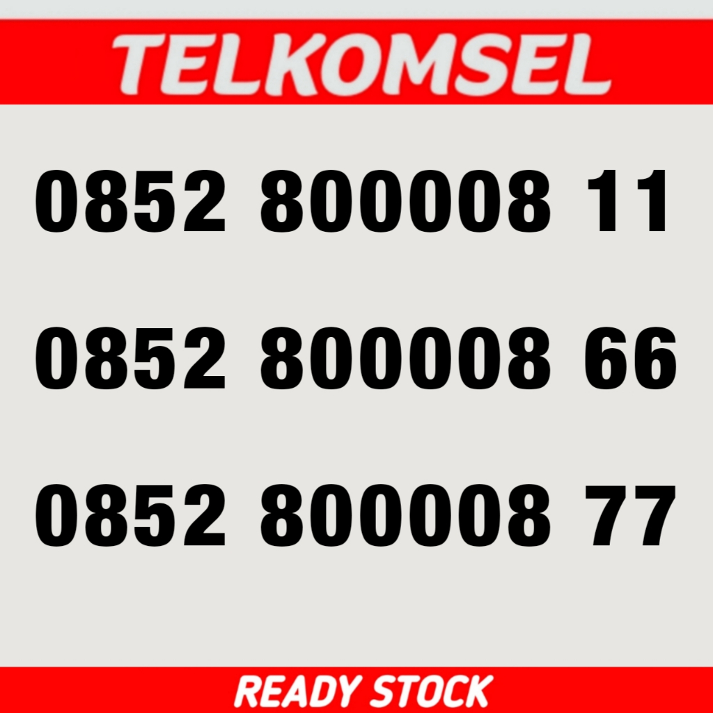 Kartu Perdana Nomor Cantik Telkomsel Koki 800008 AA - 0852 800008 11 - 0852 800008 66 - 0852 800008 